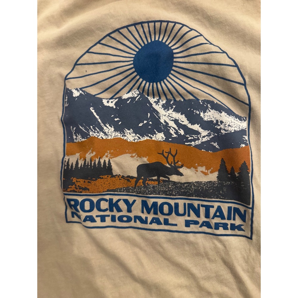 Columbia Rocky Mountain National Park Graphic T-Shirt Mens Small Tan Beige S - Picture 3 of 4